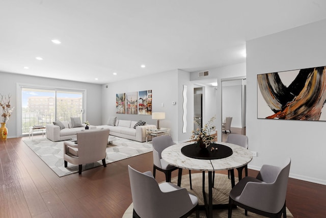 4900 Foster St Unit 410, Skokie, IL 60077 - dining space with dark wood-style flooring and recessed lighting