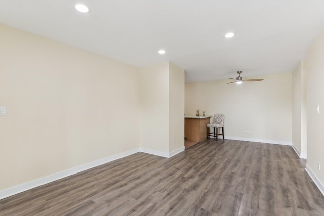 9250 Noel Ave Unit 205E, Des Plaines, IL 60016 - spare room with wood finished floors, ceiling fan, and recessed lighting