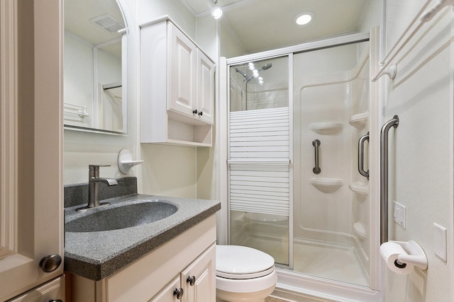 7637 Sequoia Ct, Orland Park, IL 60462 - full bath with a stall shower, ornamental molding, vanity, and recessed lighting