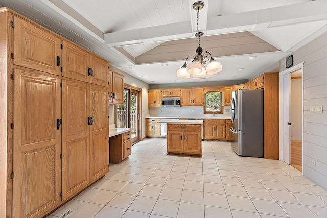 7637 Sequoia Ct, Orland Park, IL 60462 - kitchen featuring stainless steel appliances, light countertops, healthy amount of natural light, and a chandelier