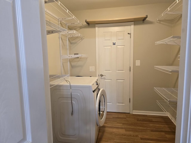 836 E Old Willow Rd Unit 109, Prospect Heights, IL 60070 - laundry room with independent washer and dryer and dark wood-style flooring