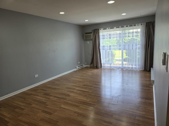 836 E Old Willow Rd Unit 109, Prospect Heights, IL 60070 - unfurnished room featuring recessed lighting, dark wood-type flooring, and a baseboard radiator