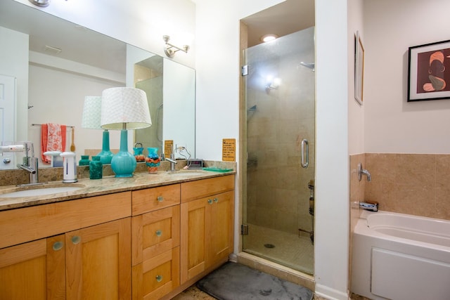 633 E Bowen Ave Unit 1E, Chicago, IL 60653 - full bath with a bath, a shower stall, and double vanity