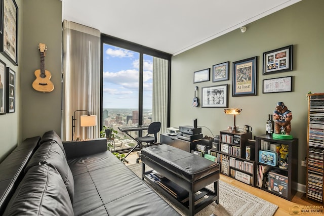 225 N Columbus Dr Unit 6808, Chicago, IL 60601 - living area with floor to ceiling windows and wood finished floors
