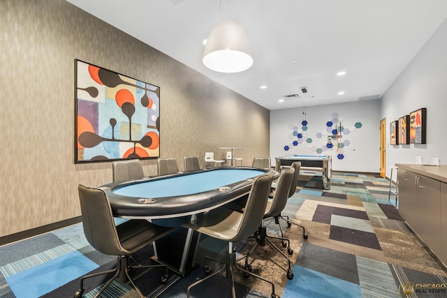 225 N Columbus Dr Unit 6808, Chicago, IL 60601 - rec room with wallpapered walls and recessed lighting