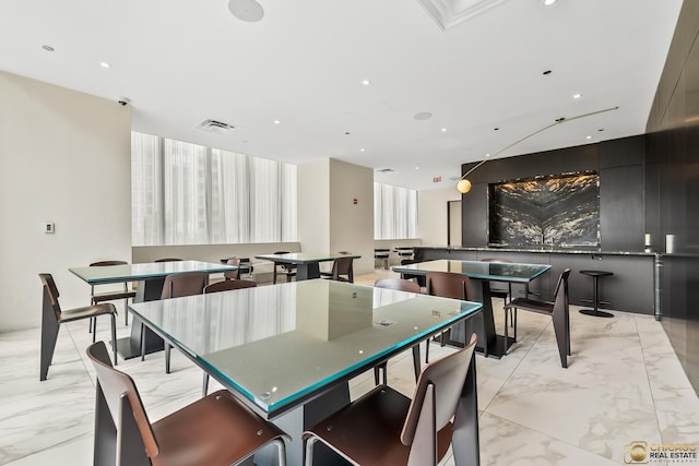 225 N Columbus Dr Unit 6808, Chicago, IL 60601 - dining space with light marble finish floors and recessed lighting