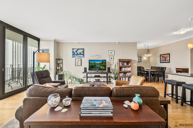 225 N Columbus Dr Unit 6808, Chicago, IL 60601 - living area with crown molding, light wood-style flooring, and expansive windows