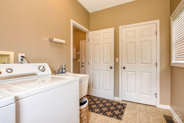414 Alden Dr, Sycamore, IL 60178 - washroom featuring independent washer and dryer and light tile patterned flooring