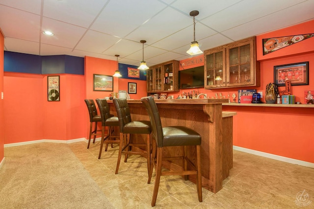 414 Alden Dr, Sycamore, IL 60178 - indoor bar featuring a drop ceiling and hanging light fixtures