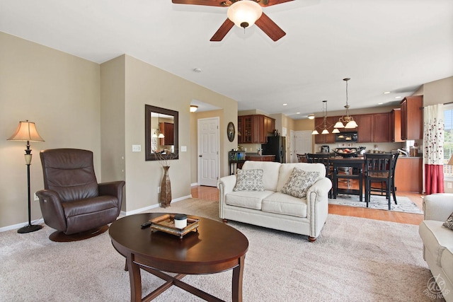 414 Alden Dr, Sycamore, IL 60178 - living room featuring a ceiling fan and light carpet