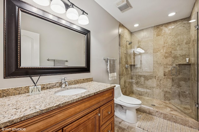 725 Park Plaine Ave, Park Ridge, IL 60068 - bathroom featuring a shower stall, vanity, and recessed lighting