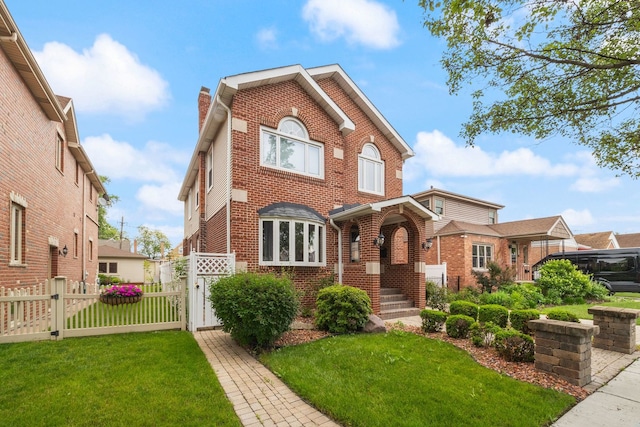 5605 S Nordica Ave, Chicago, IL 60638 - view of front facade featuring brick siding, a gate, and a chimney