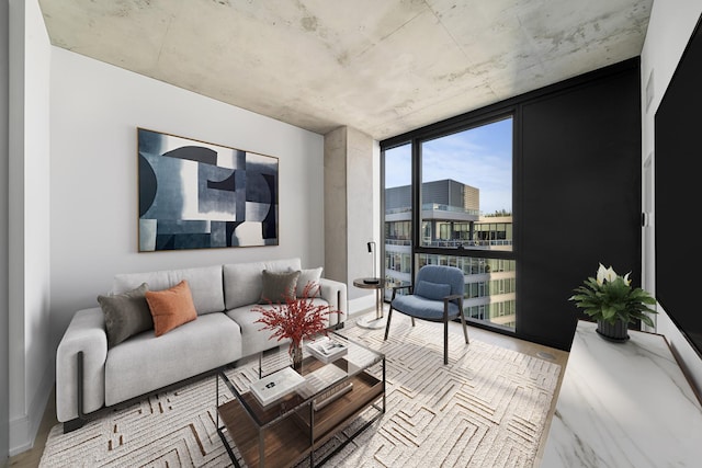 234 W Polk St Unit 2811, Chicago, IL 60607 - living room featuring a wall of windows and wood finished floors