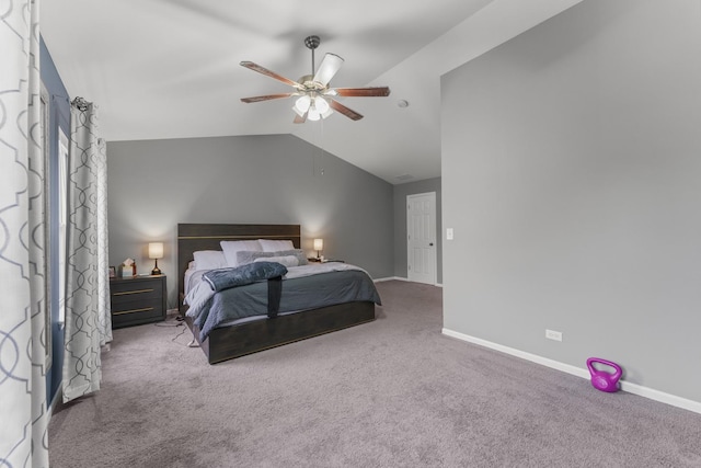 59 Colonial Ct, Streamwood, IL 60107 - carpeted bedroom featuring vaulted ceiling and a ceiling fan