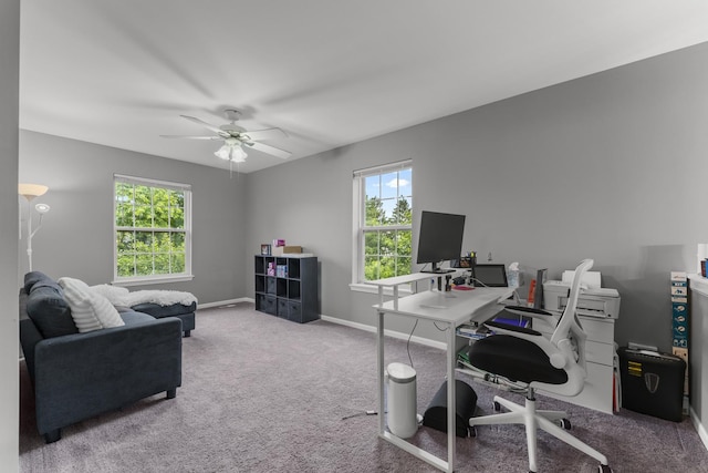 59 Colonial Ct, Streamwood, IL 60107 - carpeted office with a ceiling fan and baseboards