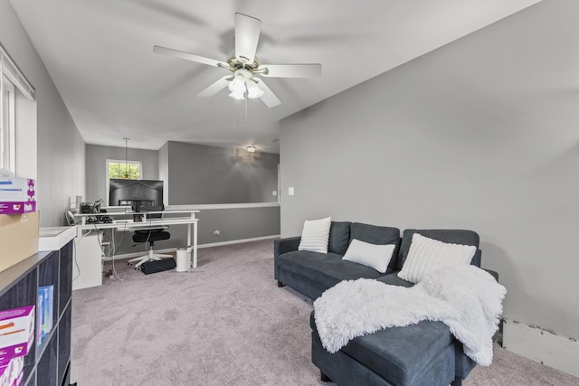 59 Colonial Ct, Streamwood, IL 60107 - carpeted living area with ceiling fan