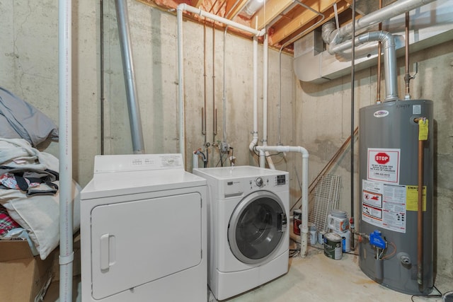 59 Colonial Ct, Streamwood, IL 60107 - laundry room featuring gas water heater and washer and dryer
