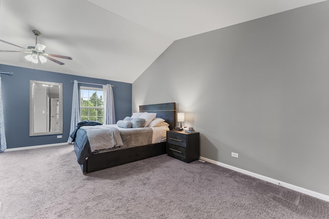 59 Colonial Ct, Streamwood, IL 60107 - bedroom featuring carpet, vaulted ceiling, and ceiling fan