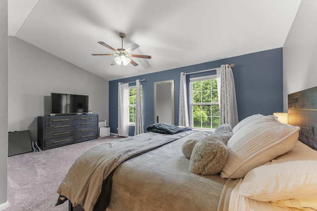 59 Colonial Ct, Streamwood, IL 60107 - bedroom with vaulted ceiling, carpet, and ceiling fan