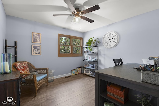 16637 W Oneida Dr, Lockport, IL 60441 - office featuring a ceiling fan and wood finished floors