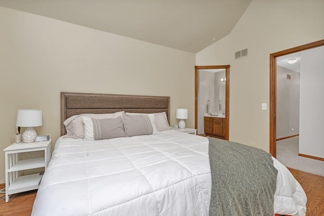 5209 Meadowbrook St, Plainfield, IL 60586 - bedroom featuring high vaulted ceiling and connected bathroom