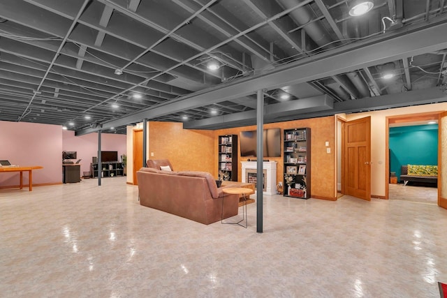 5209 Meadowbrook St, Plainfield, IL 60586 - living room with tile patterned floors and a fireplace
