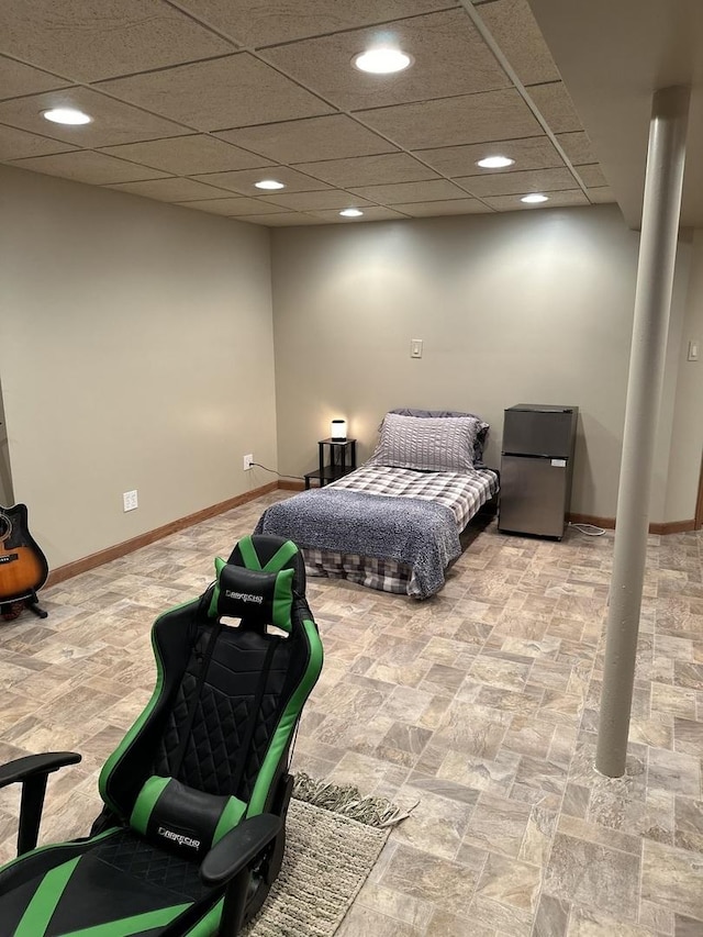 5209 Meadowbrook St, Plainfield, IL 60586 - bedroom with freestanding refrigerator and recessed lighting