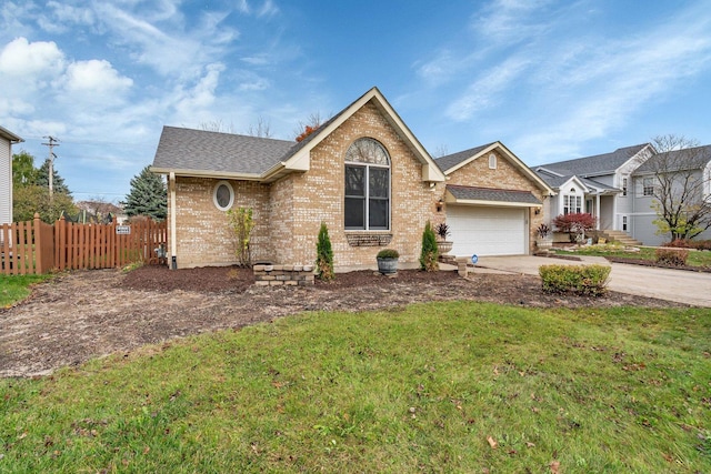 5209 Meadowbrook St, Plainfield, IL 60586 - ranch-style house with roof with shingles, brick siding, concrete driveway, and an attached garage