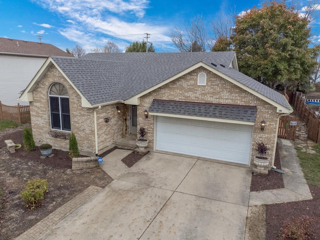 5209 Meadowbrook St, Plainfield, IL 60586 - ranch-style house with roof with shingles, driveway, brick siding, and a garage