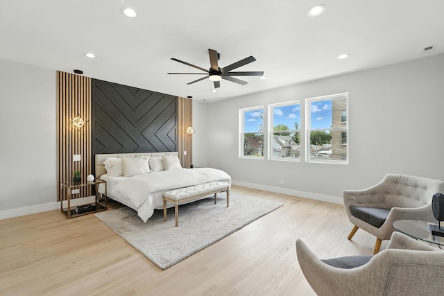 4630 N Kasson Ave, Chicago, IL 60630 - bedroom with recessed lighting, light wood finished floors, and ceiling fan