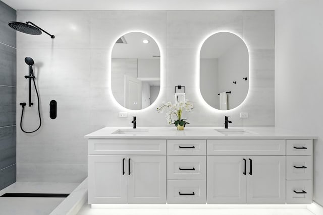 4630 N Kasson Ave, Chicago, IL 60630 - full bathroom featuring double vanity and a walk in shower