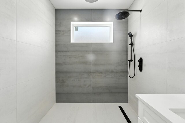 4630 N Kasson Ave, Chicago, IL 60630 - full bathroom with a tile shower and vanity
