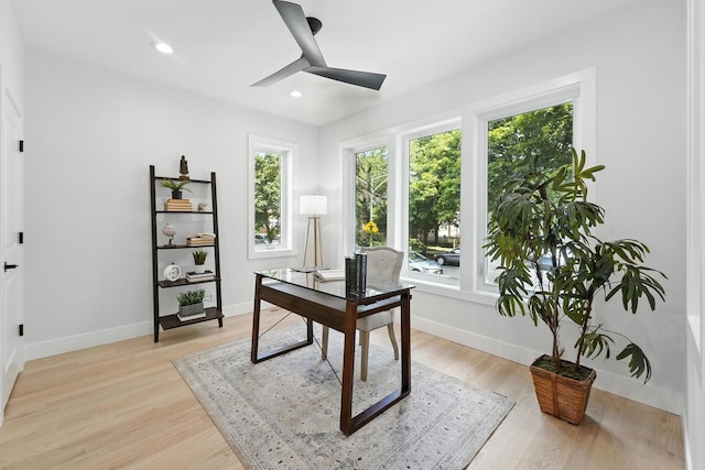 4630 N Kasson Ave, Chicago, IL 60630 - office featuring light wood finished floors, a ceiling fan, and recessed lighting