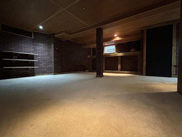 1636 N 75th Ave, Elmwood Park, IL 60707 - below grade area with brick wall and carpet