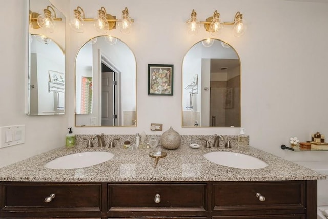 3232 N Halsted St Unit D412, Chicago, IL 60657 - bathroom with double vanity and a shower