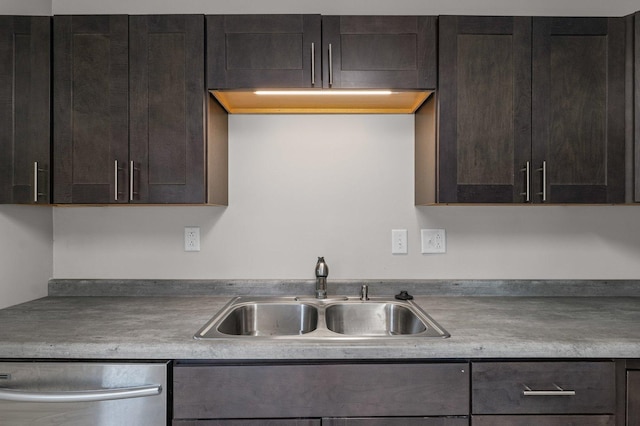 809 S Longview Rd, Monticello, IL 61856 - kitchen featuring stainless steel dishwasher and dark brown cabinetry