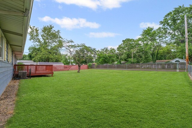809 S Longview Rd, Monticello, IL 61856 - fenced backyard featuring a deck and view of scattered trees