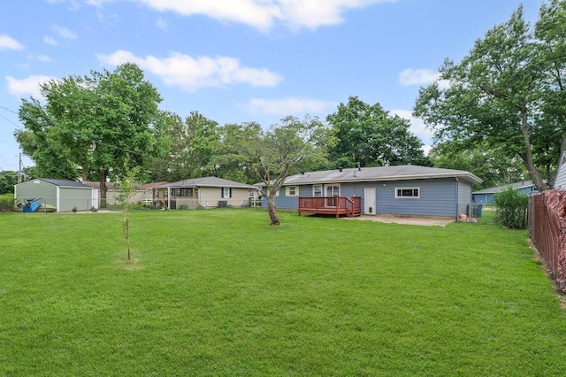 809 S Longview Rd, Monticello, IL 61856 - fenced backyard featuring a deck and a patio area