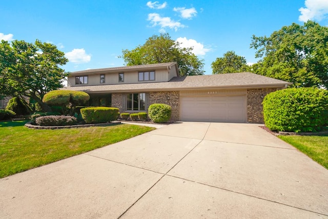 8353 Arrowhead Ln, Orland Park, IL 60462 - view of front of home with a garage, a front lawn, driveway, and brick siding