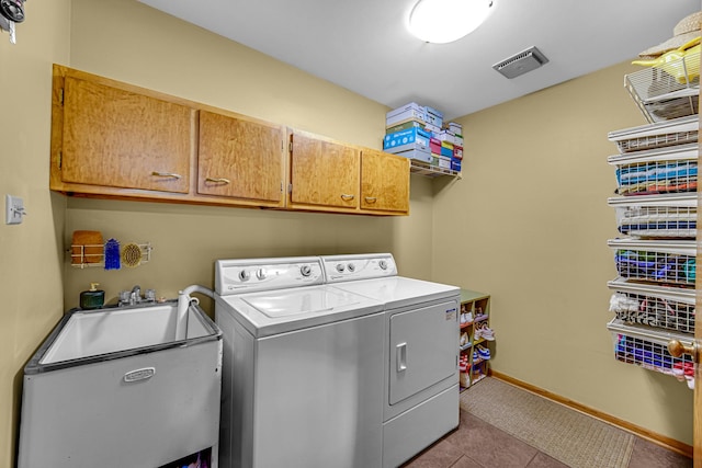 8353 Arrowhead Ln, Orland Park, IL 60462 - washroom with cabinet space, independent washer and dryer, and tile patterned floors