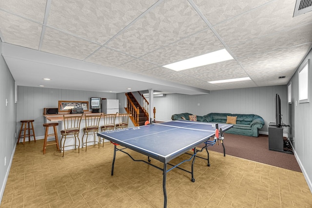 8353 Arrowhead Ln, Orland Park, IL 60462 - recreation room featuring a dry bar, a drop ceiling, and tile patterned floors