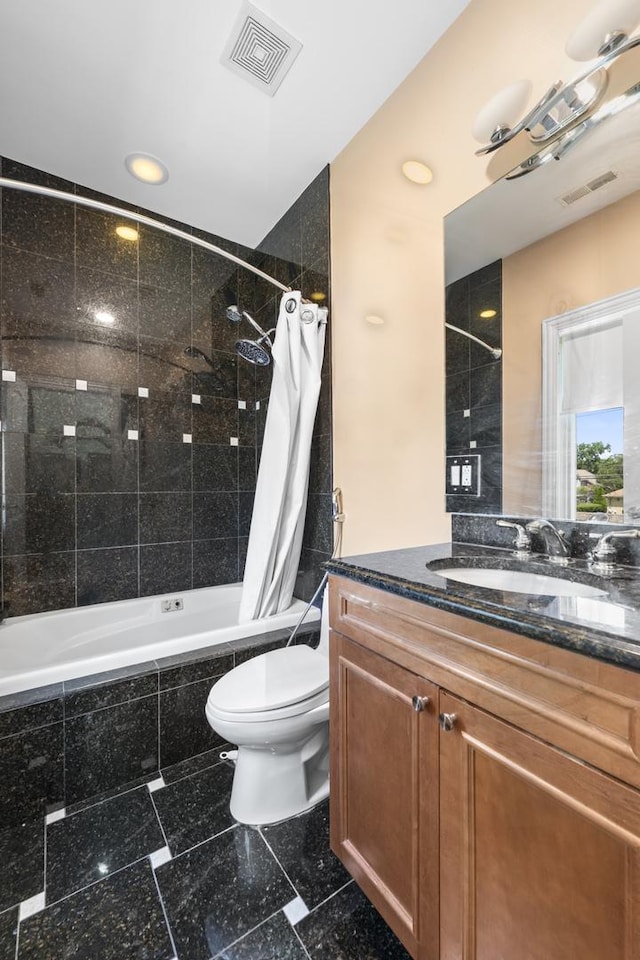 23 S Elm St, Palatine, IL 60067 - bathroom with tiled shower / bath combo, vanity, and recessed lighting
