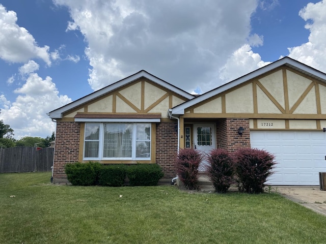 17212 Cottage Ct, Tinley Park, IL 60487 - english style home with a garage, brick siding, and stucco siding