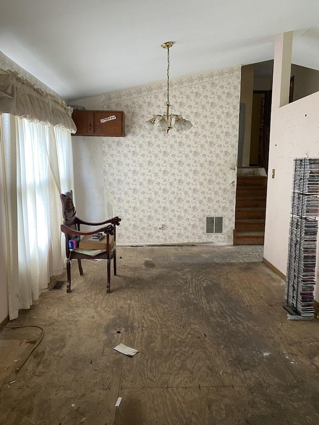 17212 Cottage Ct, Tinley Park, IL 60487 - dining room featuring lofted ceiling, a heating unit, and a chandelier