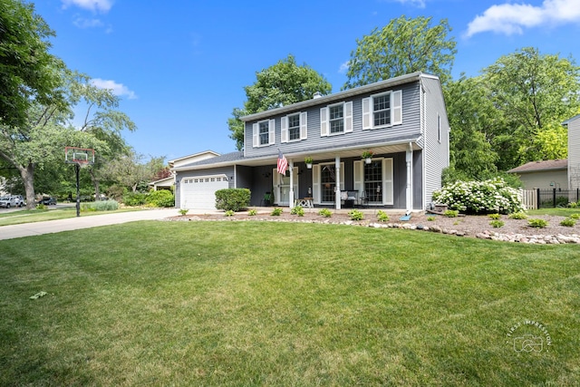 302 Carriage Hill Rd, Naperville, IL 60565 - view of front of house with covered porch, concrete driveway, and an attached garage