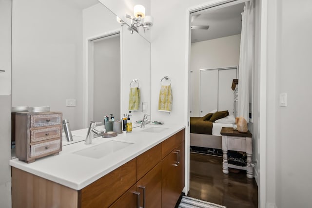 1375 N Milwaukee Ave Unit 3F, Chicago, IL 60622 - full bathroom with double vanity and wood finished floors