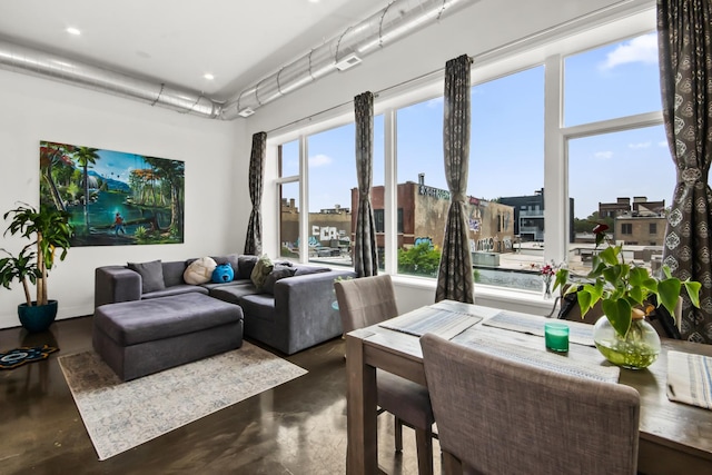 1375 N Milwaukee Ave Unit 3F, Chicago, IL 60622 - dining area with finished concrete floors and recessed lighting