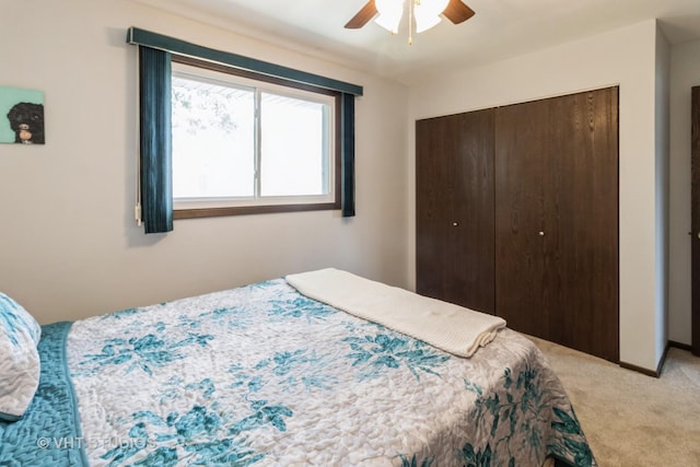 1942 Trail Ridge St, Arlington Heights, IL 60004 - bedroom with light carpet, a closet, and ceiling fan