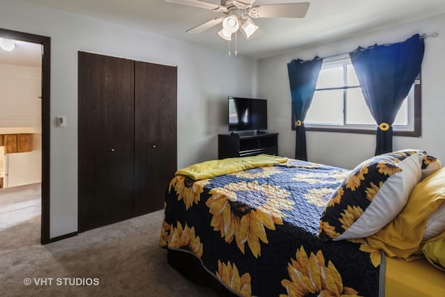 1942 Trail Ridge St, Arlington Heights, IL 60004 - bedroom with carpet flooring, a closet, and a ceiling fan