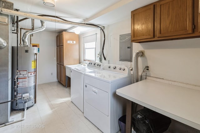 1942 Trail Ridge St, Arlington Heights, IL 60004 - laundry room with washer and clothes dryer, water heater, electric panel, and cabinet space